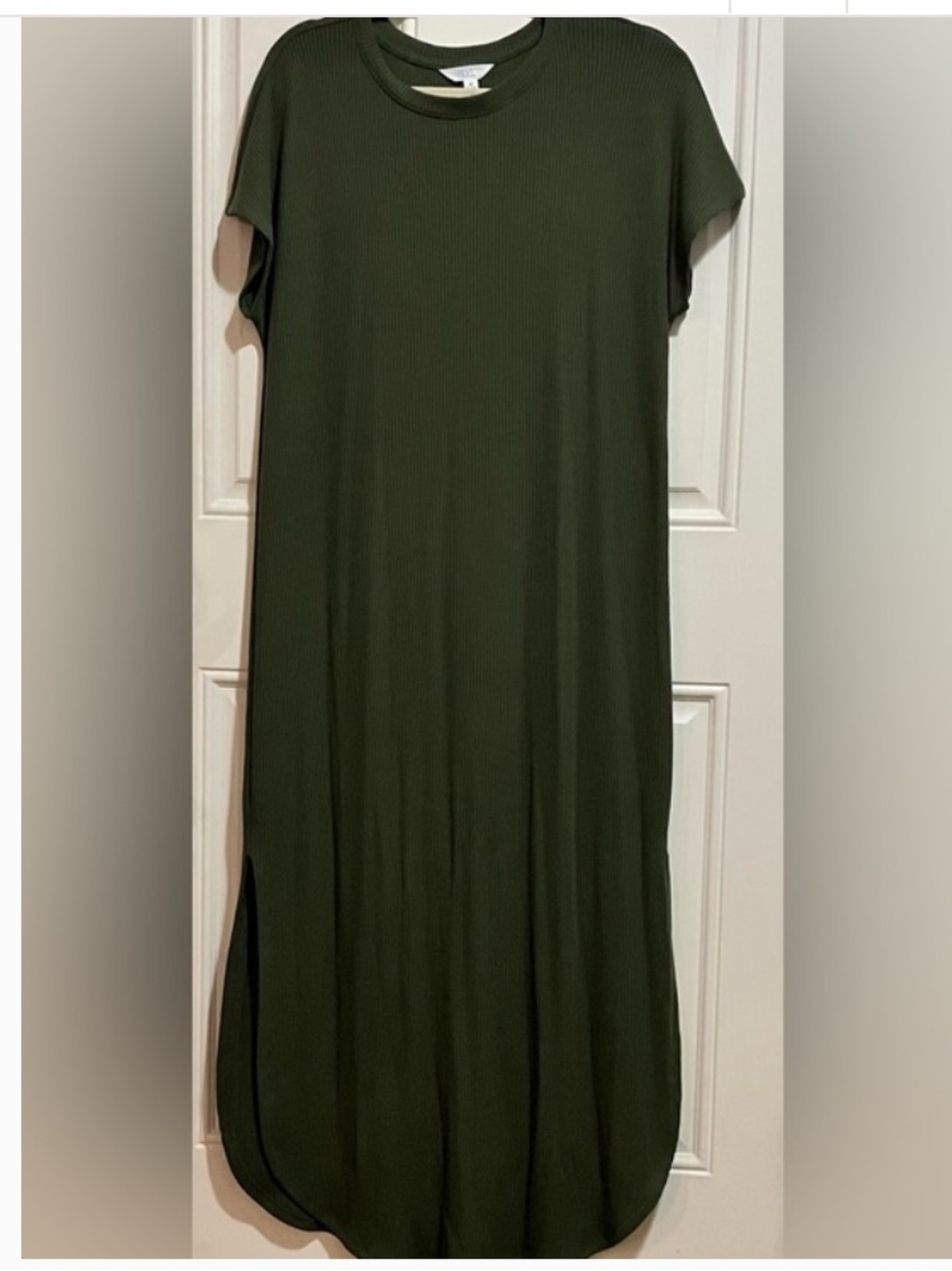 Time & Tru Ribbed Maxi Dress Olive-Medium - Picture 4 of 8